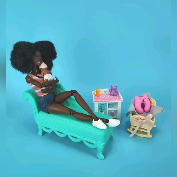 Mattel MTM AA Barbie Doll & Zuru My Mini AA Baby Girl + Nursery Accessories Lot - Picture 3 of 12